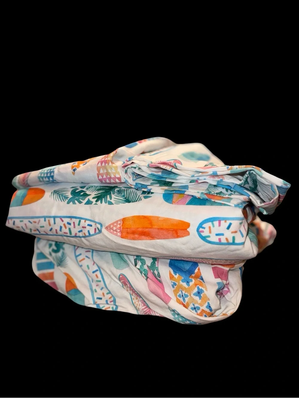 Spoonflower Queen Bed Sheet Set in Surfboards Medium Scale Watercolor Print